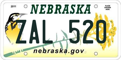 NE license plate ZAL520