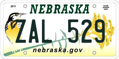 NE license plate ZAL529