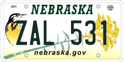 NE license plate ZAL531