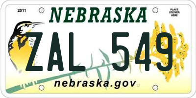 NE license plate ZAL549