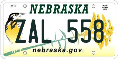 NE license plate ZAL558