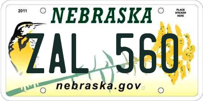 NE license plate ZAL560