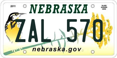 NE license plate ZAL570