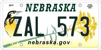 NE license plate ZAL573