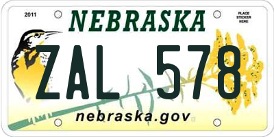 NE license plate ZAL578