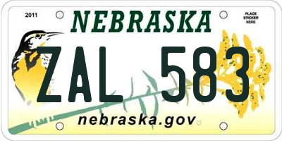 NE license plate ZAL583