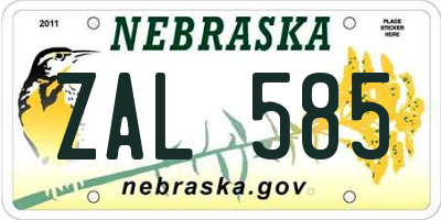 NE license plate ZAL585