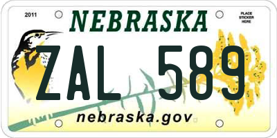 NE license plate ZAL589