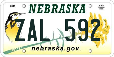 NE license plate ZAL592