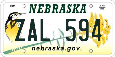 NE license plate ZAL594