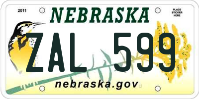 NE license plate ZAL599
