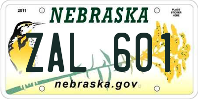 NE license plate ZAL601