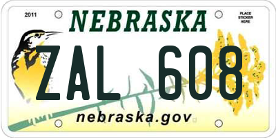 NE license plate ZAL608