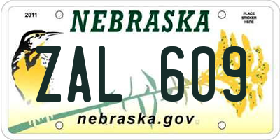 NE license plate ZAL609