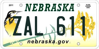 NE license plate ZAL611
