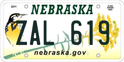 NE license plate ZAL619