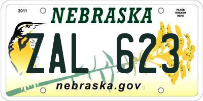 NE license plate ZAL623