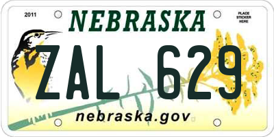 NE license plate ZAL629