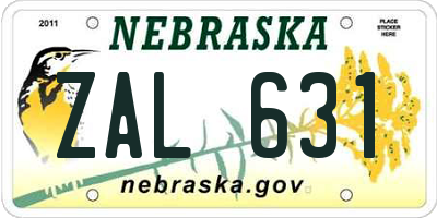 NE license plate ZAL631