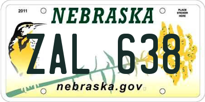 NE license plate ZAL638