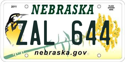 NE license plate ZAL644