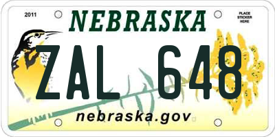 NE license plate ZAL648