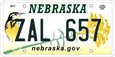 NE license plate ZAL657