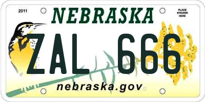 NE license plate ZAL666