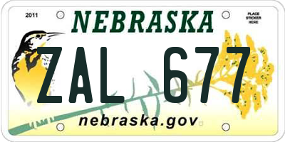 NE license plate ZAL677