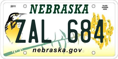 NE license plate ZAL684