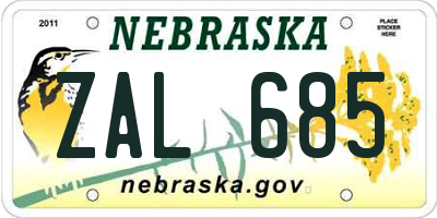NE license plate ZAL685