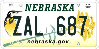 NE license plate ZAL687