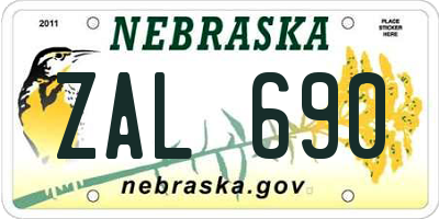 NE license plate ZAL690