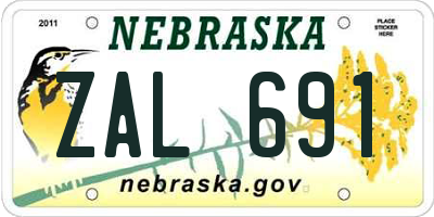 NE license plate ZAL691