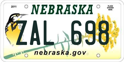 NE license plate ZAL698