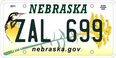 NE license plate ZAL699