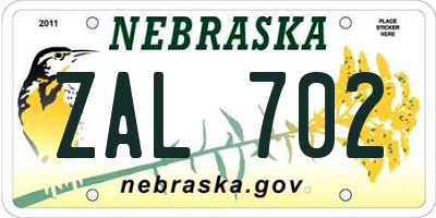 NE license plate ZAL702