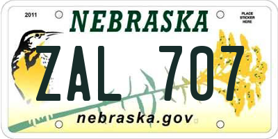 NE license plate ZAL707