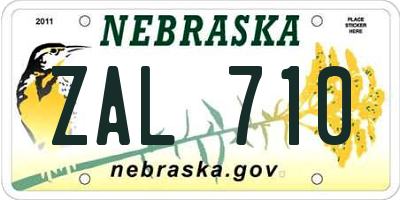 NE license plate ZAL710