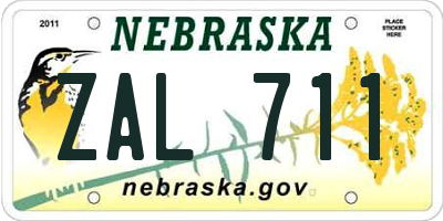 NE license plate ZAL711