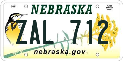 NE license plate ZAL712