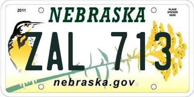 NE license plate ZAL713