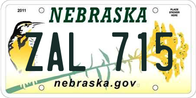 NE license plate ZAL715