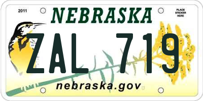 NE license plate ZAL719