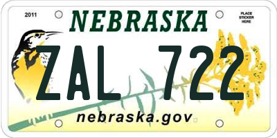 NE license plate ZAL722