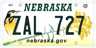 NE license plate ZAL727