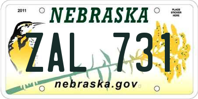NE license plate ZAL731