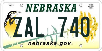 NE license plate ZAL740