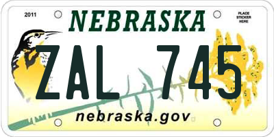 NE license plate ZAL745
