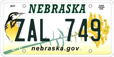 NE license plate ZAL749